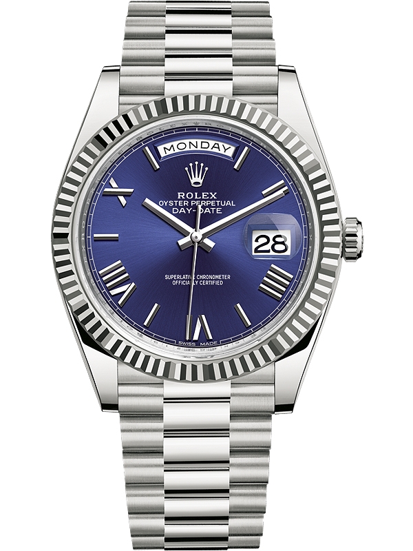 Rolex White Gold Blue Dial President Watch