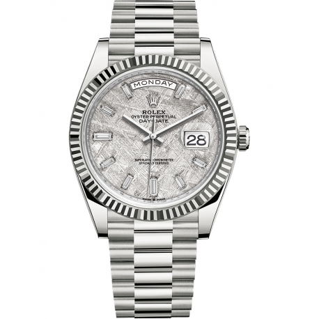 228239-0055 Rolex Day-Date 40 White Gold Diamond Meteorite Dial President Watch