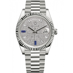 Rolex Day-Date 40 White Gold Diamond Paved Dial President Watch 228239