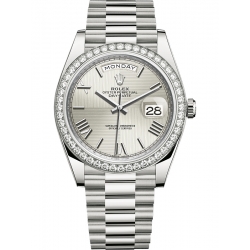 228349RBR-0004 Rolex Day-Date 40 White Gold Diamond Bezel Quadrant Silver Dial President Watch