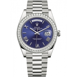 Rolex Day-Date 40 White Gold Diamond Bezel Blue Dial President Watch 228349RBR