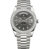 Rolex Day-Date 40 White Gold Diamond Bezel Stripe Dark Rhodium Dial President Watch 228349RBR