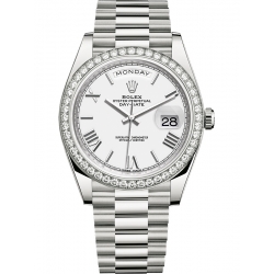 228349RBR-0039 Rolex Day-Date 40 White Gold Diamond Bezel Roman Numerals Dial President Watch