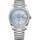 Rolex Day-Date 40 Platinum Diamond Bezel Diagonal Ice Blue Dial President Watch 228396TBR
