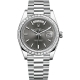 Rolex Day-Date 40 Platinum Diamond Bezel Stripe Dark Rhodium Dial President Watch 228396TBR