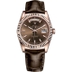 Rolex Day-Date 36 Everose Gold Chocolate Dial Leather Watch 118135