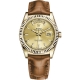 Rolex Day-Date 36 Yellow Gold Champagne Dial Cognac Leather Watch 118138