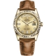 Rolex Day-Date 36 Yellow Gold Diamond Champagne Dial Cognac Leather Watch 118138