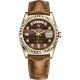 Rolex Day-Date 36 Yellow Gold Diamond Bulls Eye Dial Cognac Leather Watch 118138