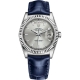 Rolex Day-Date 36 White Gold Silver Dial Blue Leather Watch 118139