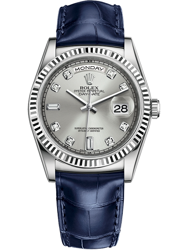 rolex day date blue leather