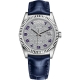 Rolex Day-Date 36 White Gold Diamond Paved Dial Blue Leather Watch 118139