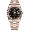 118235F-0018 Rolex Day-Date 36 Everose Gold Arabic Numerals Black Dial President Watch