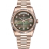 118235F-0007 Rolex Day-Date 36 Everose Gold Diamond Black MOP Dial President Watch