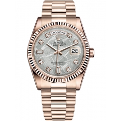 Rolex Day-Date 36 Everose Gold Diamond Meteorite Dial President Watch 118235F