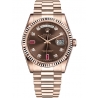 118235F-0093 Rolex Day-Date 36 Everose Gold Diamond Ruby Chocolate Dial President Watch