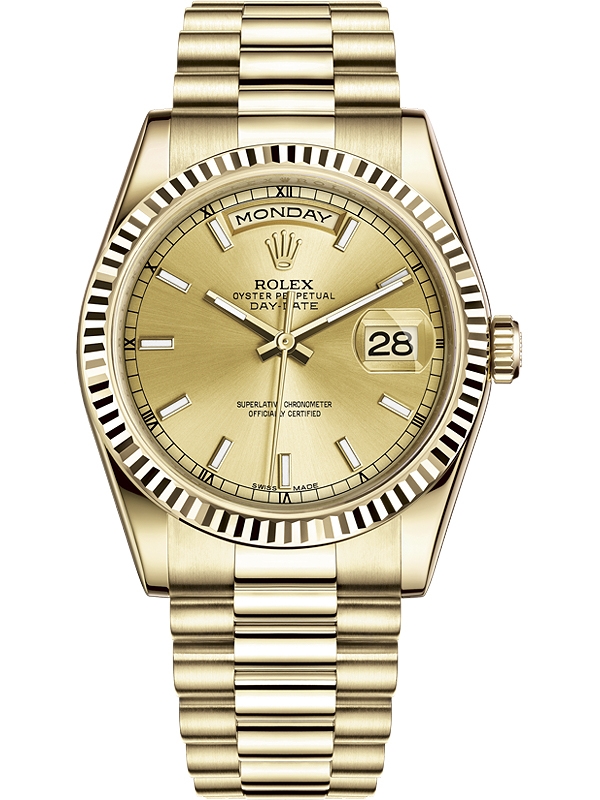 rolex day date gold champagne dial