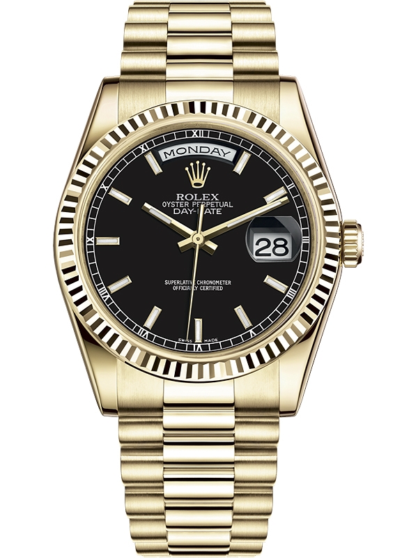 rolex day date gold black dial