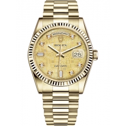 Rolex Day-Date 36 Yellow Gold Diamond Champagne MOP Jubilee Dial President Watch 118238