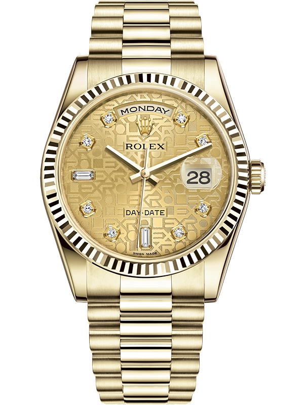 118238-0120 Rolex Day-Date Diamond Champagne Jubilee Dial Watch