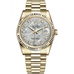 Rolex Day-Date 36 Yellow Gold Diamond Meteorite Dial President Watch 118238