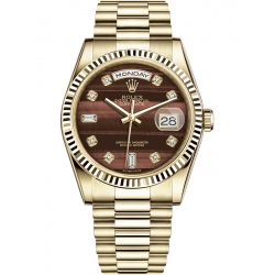 Rolex Day-Date 36 Yellow Gold Diamond Bulls Eye Dial President Watch 118238