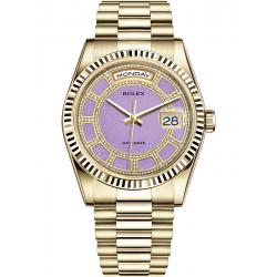 Rolex Day-Date 36 Yellow Gold Lavender Jade Carousel Dial President Watch 118238