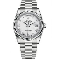 118239-0077 Rolex Day-Date 36 White Gold Roman Numerals White Dial President Watch