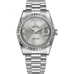 Rolex Day-Date 36 White Gold Roman Rhodium Dial President Watch 118239