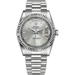 118239-0085 Rolex Day-Date 36 White Gold Index Silver Dial President Watch