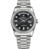 118346-0065 Rolex Day-Date 36 Platinum Diamond Bezel Black Dial President Watch