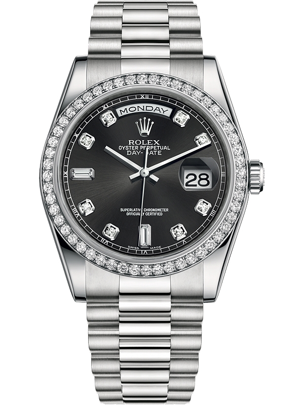 rolex silver with black face
