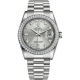 Rolex Day-Date 36 Platinum Diamond Bezel Silver Dial President Watch 118346