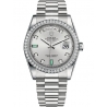 118346-0084 Rolex Day-Date 36 Platinum Diamond Bezel Rhodium Dial President Watch