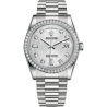 118346-0050 Rolex Day-Date 36 Platinum Diamond Bezel Silver Jubilee Dial President Watch