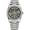 118346-0026 Rolex Day-Date 36 Platinum Diamond Bezel Black MOP Dial President Watch