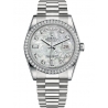 118346-0038 Rolex Day-Date 36 Platinum Diamond Bezel White MOP Dial President Watch