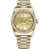 Rolex Day-Date 36 Yellow Gold Diamond Bezel Index Champagne Dial President Watch 118348