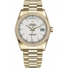 118348-0070 Rolex Day-Date 36 Yellow Gold Diamond Bezel Index White Dial President Watch