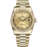 118348-0147 Rolex Day-Date 36 Yellow Gold Diamond Bezel Roman Numerals Champagne Dial President Watch