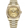Rolex Day-Date 36 Yellow Gold Diamond Bezel Roman Champagne Dial President Watch 118348