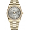 118348-0008 Rolex Day-Date 36 Yellow Gold Diamond Bezel Silver Dial President Watch