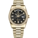 Rolex Day-Date 36 Yellow Gold Diamond Bezel Black Dial President Watch 118348