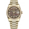 Rolex Day-Date 36 Yellow Gold Diamond Bezel Black MOP Jubilee Dial President Watch 118348