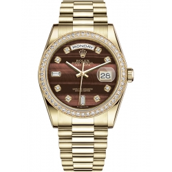 Rolex Day-Date 36 Yellow Gold Diamond Bulls Eye Dial President Watch 118348