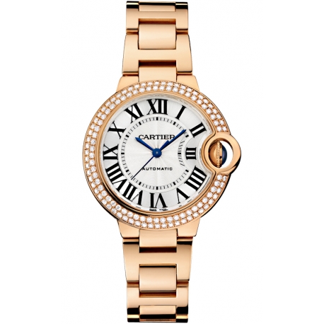 WE902064 Ballon Bleu de Cartier 33mm 18K Pink Gold Diamond Bezel Watch