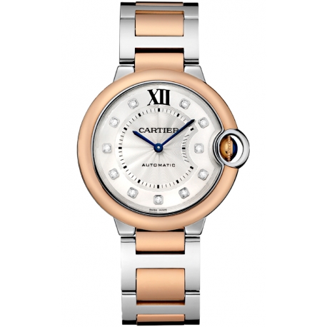 W3BB0007 Ballon Bleu de Cartier 36 mm Diamond Dial 18K Pink Gold Steel Watch