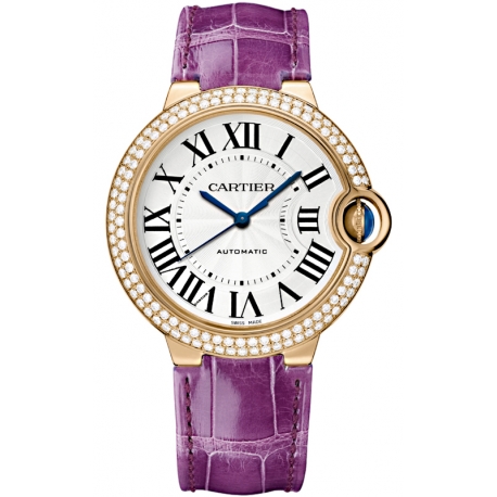 WJBB0009 Cartier Ballon Bleu 36 mm Purple Leather Diamond Watch