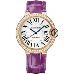 Ballon Bleu de Cartier 36 mm Purple Leather Diamond Watch WJBB0009