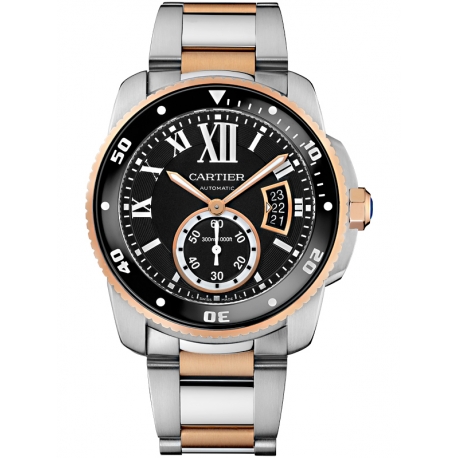 W7100054 Calibre de Cartier Diver 42 mm 18K Pink Gold Steel Watch